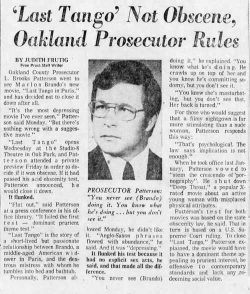 Studio 8 Theatre - April 1973 Article On Porn Case